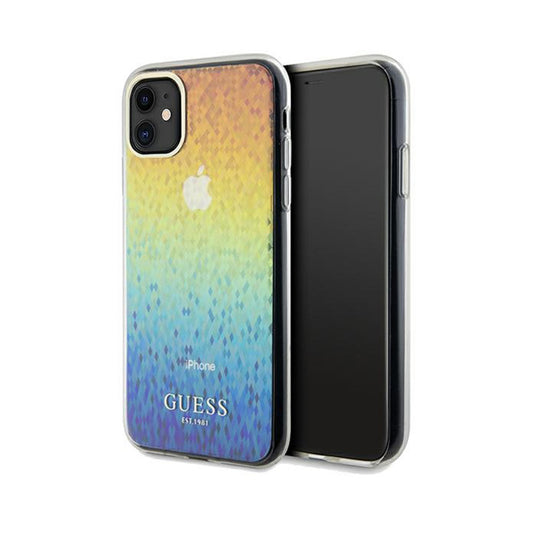 Guess IML Faceted Mirror Disco Vaivorykštinis – „iPhone 11“ dėklas (vaivorykštinis)