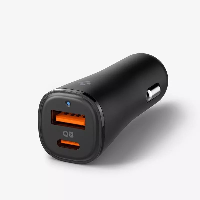 Spigen ArcStation Essential EV482 – Automobilinis įkroviklis USB-C ir USB-A su PD + QC3.0 48W (Juoda)