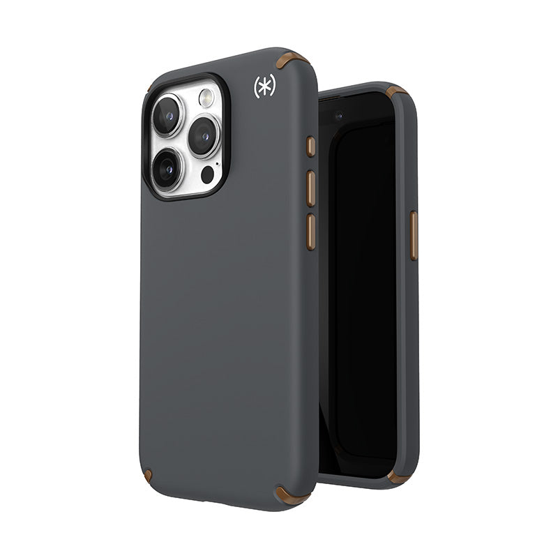 Speck Presidio2 Pro Magsafe - iPhone 15 Pro dėklas (anglies pilka / vėsi bronza / balta)