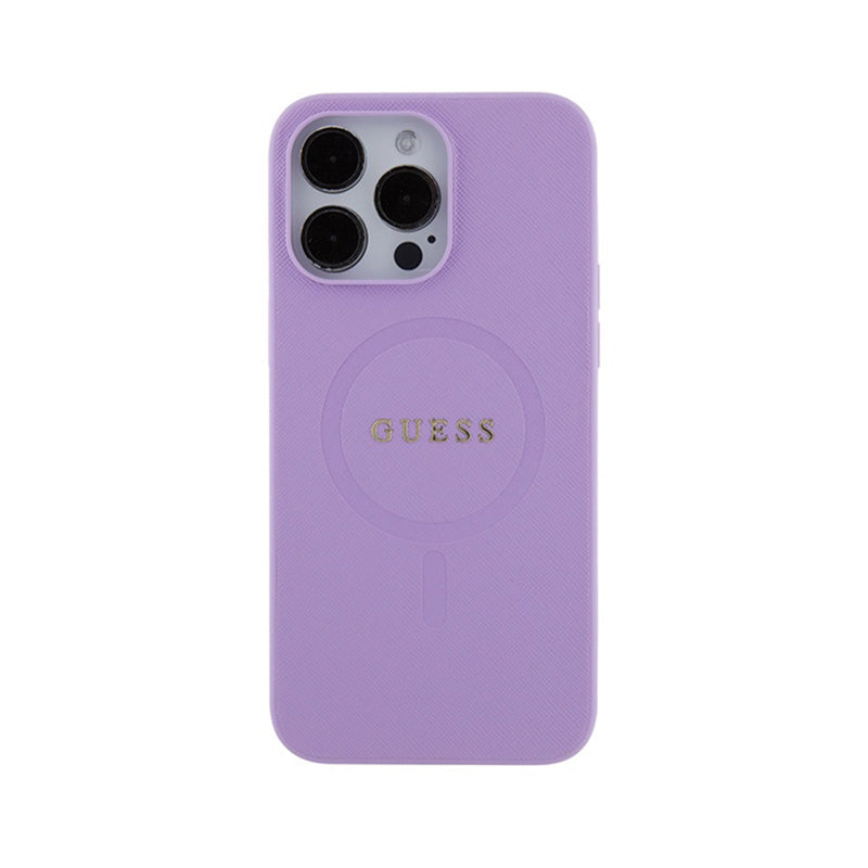 Guess Saffiano MagSafe – iPhone 15 Pro Max dėklas (violetinis)