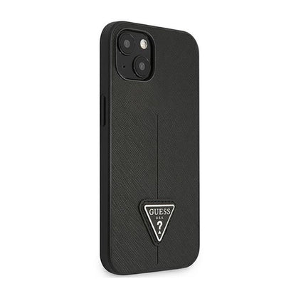 Guess Saffiano Triangle Logo dėklas - dėklas iPhone 14 Plus (juodas)