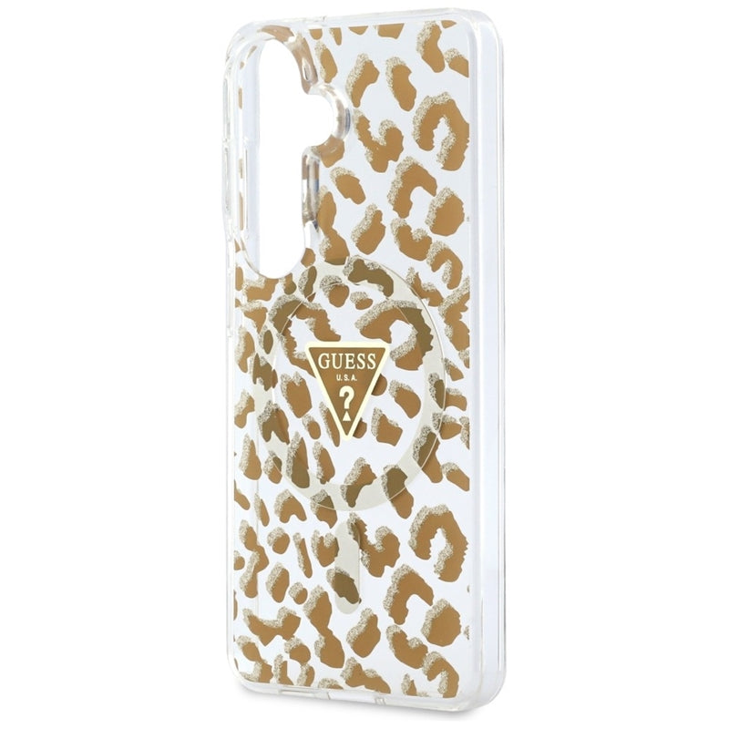 Guess IML Leopard Print Triangle MagSafe - Samsung Galaxy S26 dėklas (rudas)
