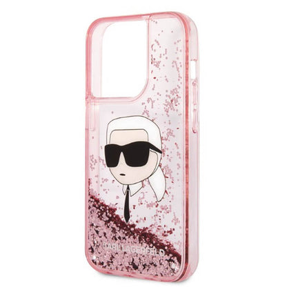 Karl Lagerfeld Liquid Glitter NFT Karl's Head – dėklas iPhone 14 Pro Max (rožinis)