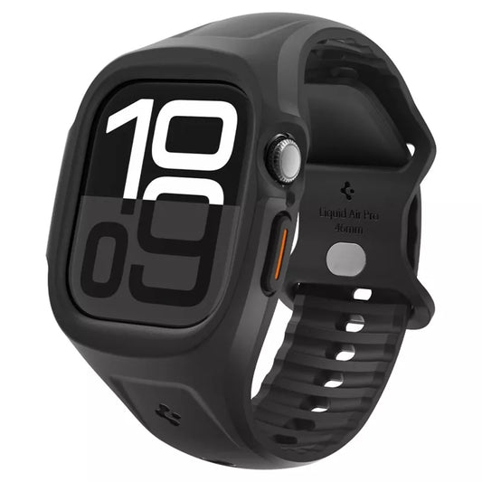 Spigen Liquid Air Pro – dirželis su dėklu, skirtu Apple Watch 10 46 mm (matinė juoda)