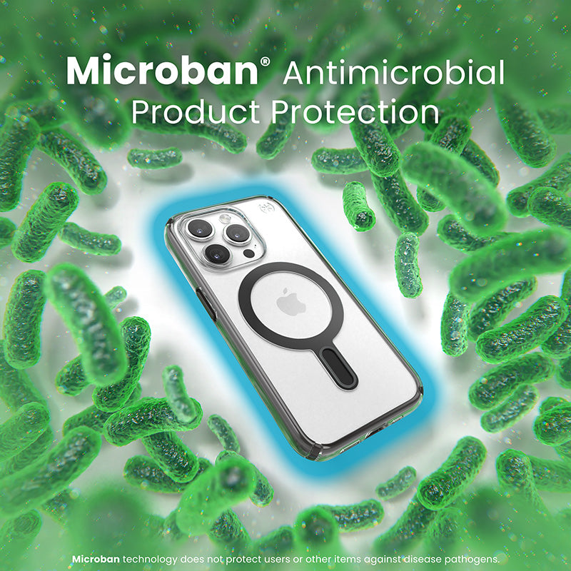 Speck Presidio Perfect-Clear ClickLock & Magsafe – Dėklas iPhone 15 Pro (Skaidrus / Matinis juodas / Tamsiai pilkas)