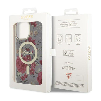 Guess Flower MagSafe - dėklas iPhone 14 Pro Max (žalias)
