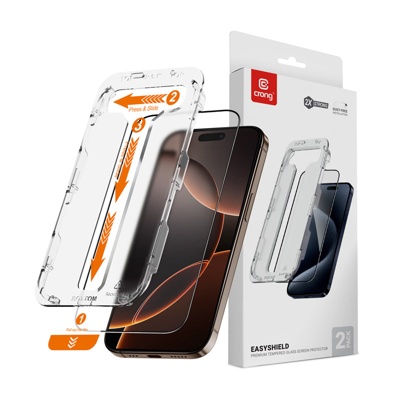 Crong EasyShield 2 pakuotės – grūdintas stiklas, skirtas „iPhone 16 Pro Max“ (2 vnt.)