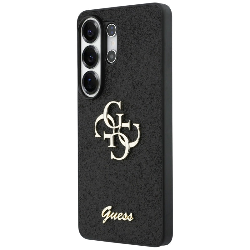 Guess Fixed Glitter Big 4G Metal Logo dėklas - Samsung Galaxy S26 Ultra (Juodas)