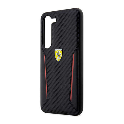 Ferrari anglies kontrasto kraštai - dėklas Samsung Galaxy S23+ (juodas)