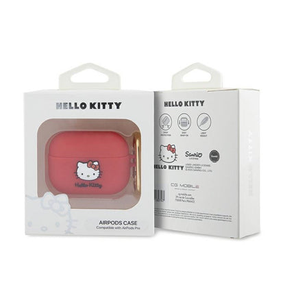 „Hello Kitty“ silikoninis 3D „Kitty“ galvutės dėklas, skirtas „AirPods Pro“ (fuksijos spalvos)
