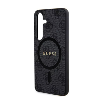 Guess 4G Collection Leather Metal Logo MagSafe - Dėklas, skirtas Samsung Galaxy S24 (juodas)
