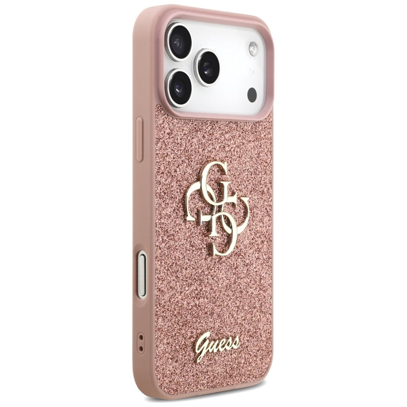 Guess Fixed Glitter Big 4G dėklas skirtas iPhone 17 Pro Max (rožinis)