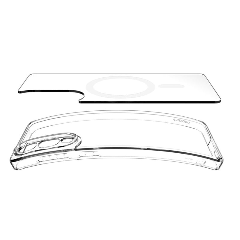 Spigen Ultra Hybrid Mag MagSafe - dėklas, skirtas Samsung Galaxy S25 Edge (skaidrus / baltas)