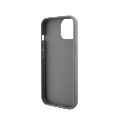 Guess dėklas su metaliniu blizgučių užrašu, skirtas „iPhone 15“ (sidabrinis)