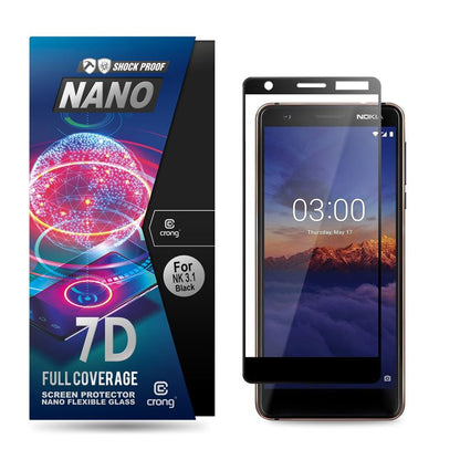 Crong 7D Nano lankstus stiklas – visą ekraną dengianti hibridinė 9H ekrano apsauga Nokia 3.1