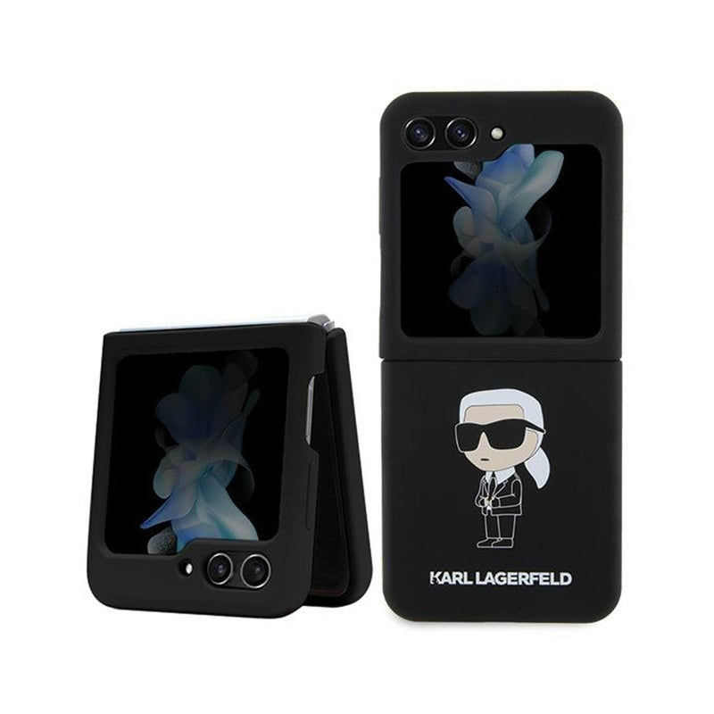 Karl Lagerfeld Ikonik silikoninis dėklas – Samsung Z Flip 5 (juodas)