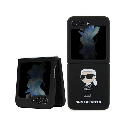 Karl Lagerfeld Ikonik silikoninis dėklas – Samsung Z Flip 5 (juodas)