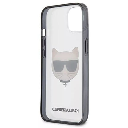 Karl Lagerfeld Choupette Head – dėklas, skirtas iPhone 13 mini (skaidrus / juodas rėmelis)