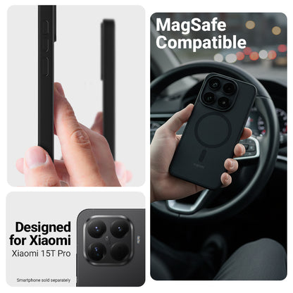 Crong Hybrid Matte Magnetic - Xiaomi 15T Pro MagSafe dėklas (juodas)