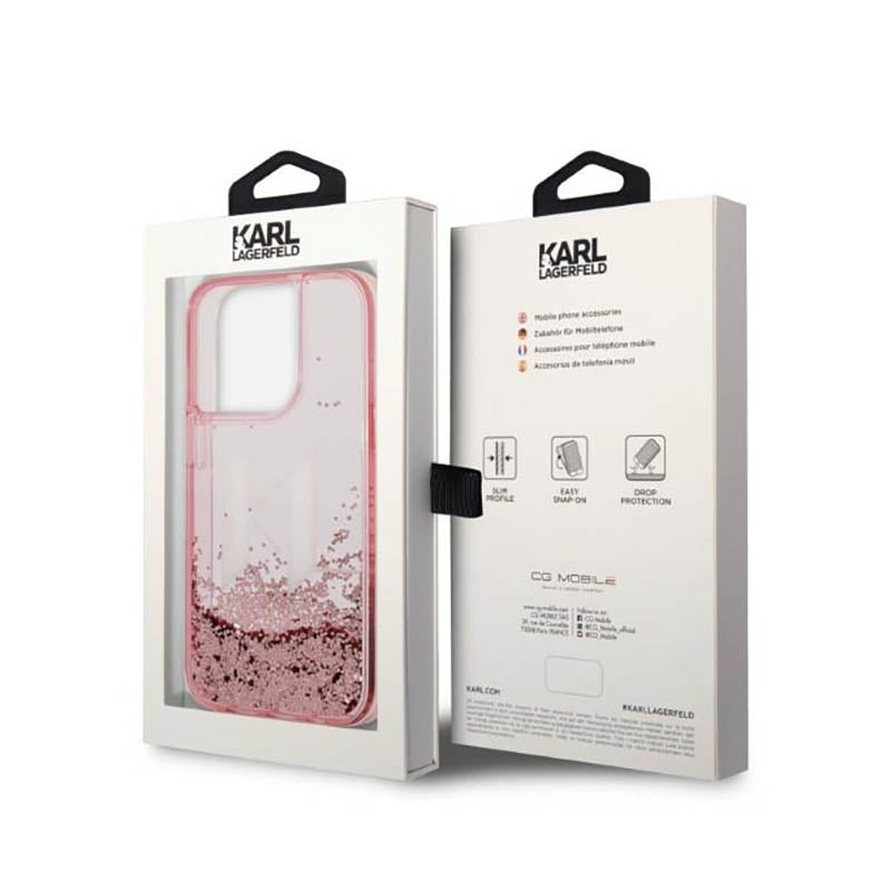 Karl Lagerfeld Liquid Glitter Big Logo dėklas – dėklas iPhone 14 Pro (rožinis)