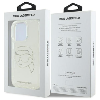 Karl Lagerfeld IML Rhinestones Karl Head – dėklas, skirtas iPhone 16 Pro Max (skaidrus)