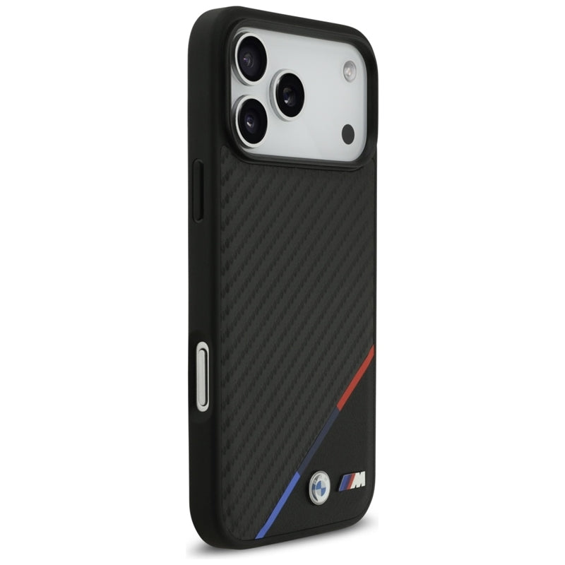 BMW M Carbon Tricolor Line MagSafe - dėklas iPhone 17 Pro Max (juodas)