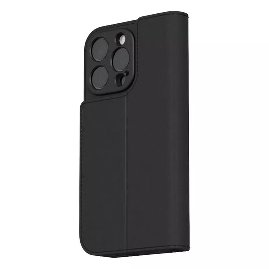 Moshi Overture MagSafe - 3-in-1 atverčiamas odinis dėklas iPhone 16 Pro Max (Anglies juodos)
