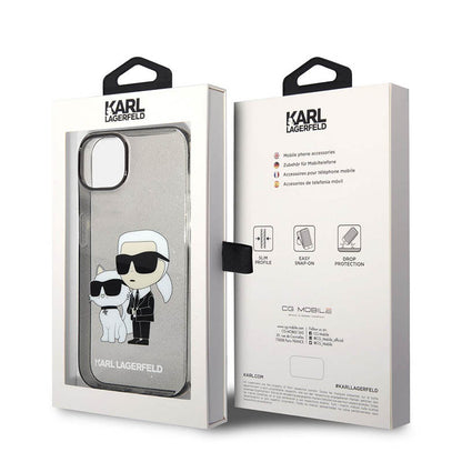 Karl Lagerfeld IML blizgučiai NFT Karl & Choupette - dėklas, skirtas „iPhone 14 Plus“ (juoda)