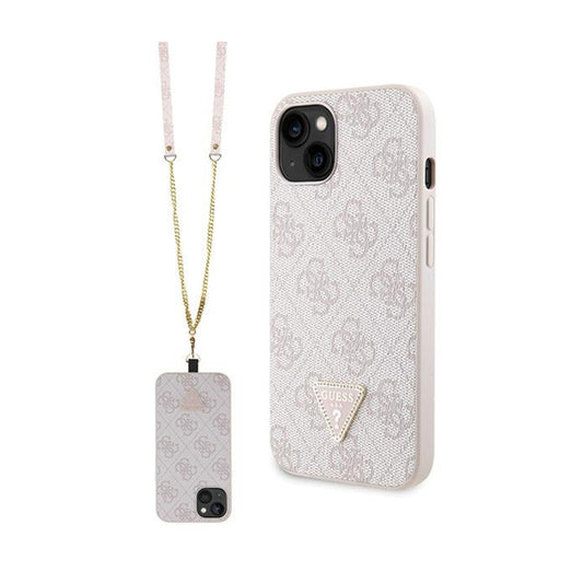 Guess Dėklas su dirželiu per petį 4G Metalinis Logotipas – skirtas iPhone 14 Pro Max (rožinis)