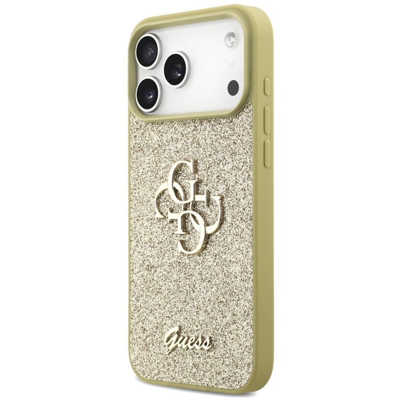 Guess Fixed Glitter Big 4G - Dėklas, skirtas iPhone 17 Pro Max (auksinės)