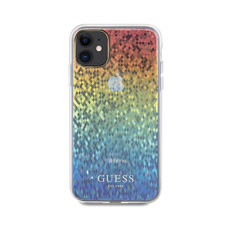 Guess IML Faceted Mirror Disco Vaivorykštinis – „iPhone 11“ dėklas (vaivorykštinis)