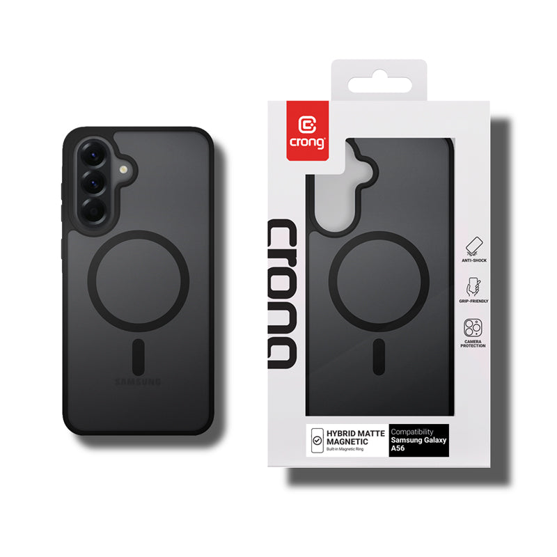 Crong Hybrid Matte Magnetic - MagSafe dėklas Samsung Galaxy A56 (Juodas)