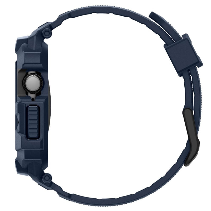 Spigen Rugged Armor Pro V2 – Diržas su dėklu, skirtas Apple Watch 10 / 11 42 mm (Tamsiai mėlynas)