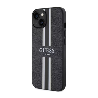 Guess 4G Printed Stripes MagSafe – dėklas iPhone 14 Plus (juodas)
