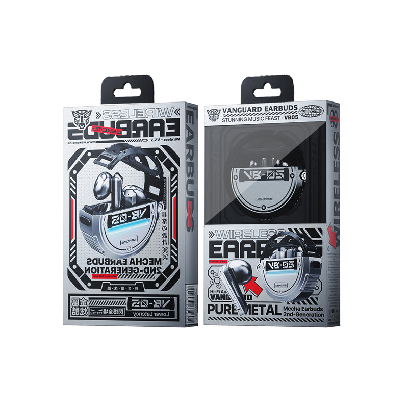 WEKOME VB05 Vanguard Series – „Bluetooth V5.3 TWS“ belaidės ausinės su įkrovimo dėklu (pilkos)