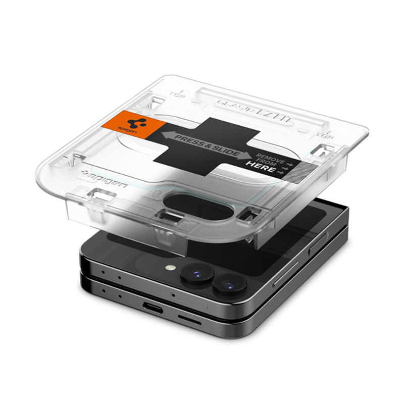 Spigen Glas.TR EZ Fit 2-Pack - Apsauginis grūdintas stiklas, skirtas Samsung Galaxy Z Flip 6 / 7 FE (2 vnt.)