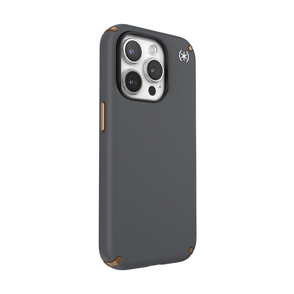 Speck Presidio2 Pro Magsafe - iPhone 15 Pro dėklas (anglies pilka / vėsi bronza / balta)