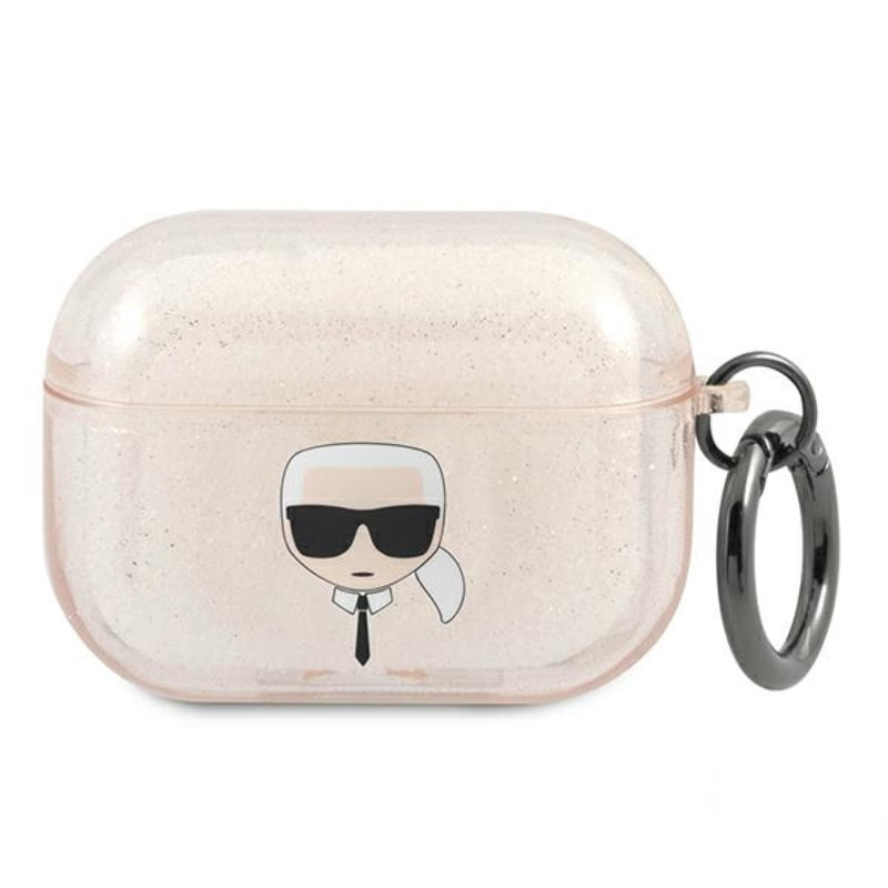 Karl Lagerfeld Karl Head Glitter – Dėklas, skirtas „Airpods Pro“ („Gold“)