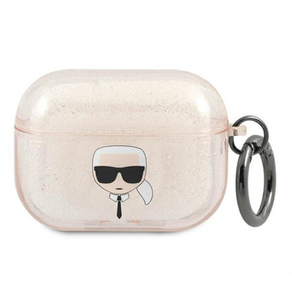 Karl Lagerfeld Karl Head Glitter – Dėklas, skirtas „Airpods Pro“ („Gold“)