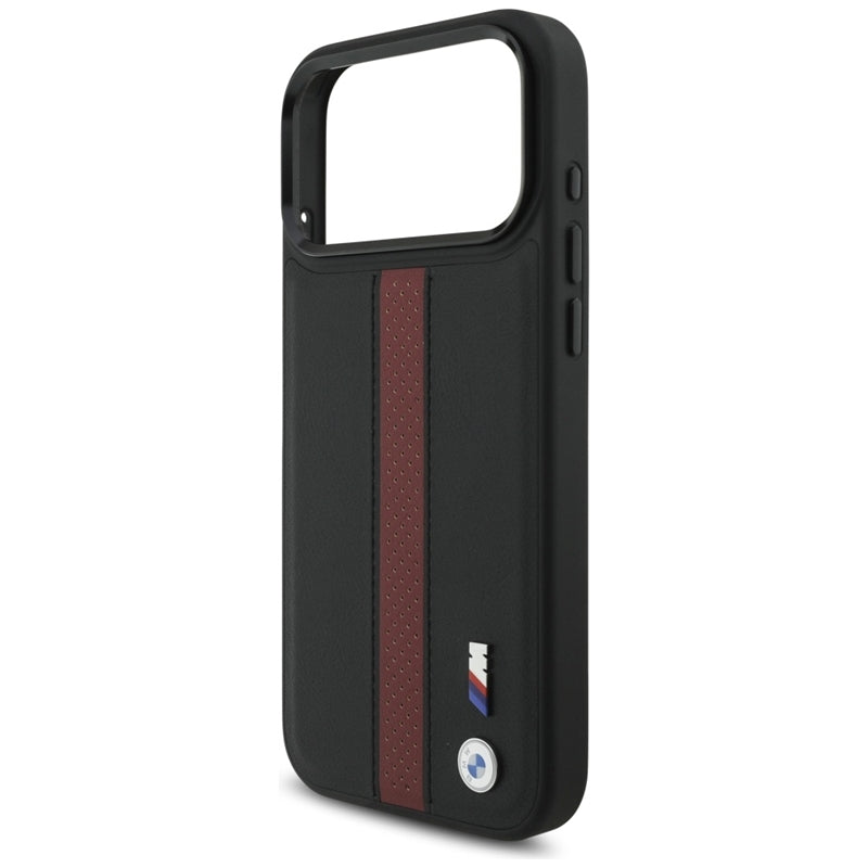 BMW M Perforated Stripe Logo MagSafe dėklas – iPhone 17 Pro Max (Raudonas)