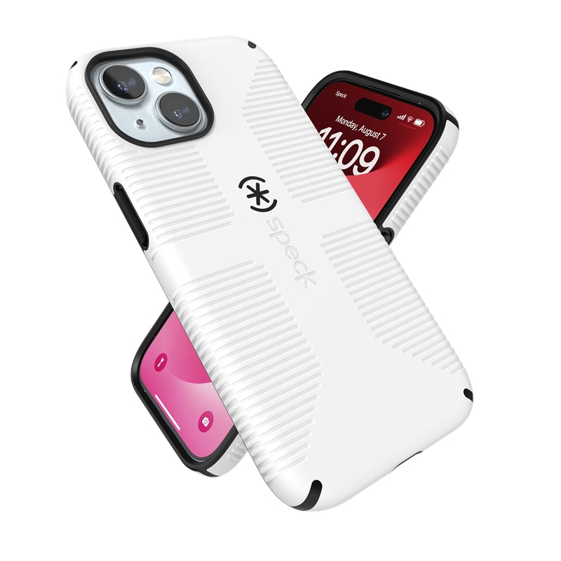 Speck Candyshell Grip MagSafe dėklas - iPhone 17e / 16e / 15 / 14 / 13 (baltas / juodas)