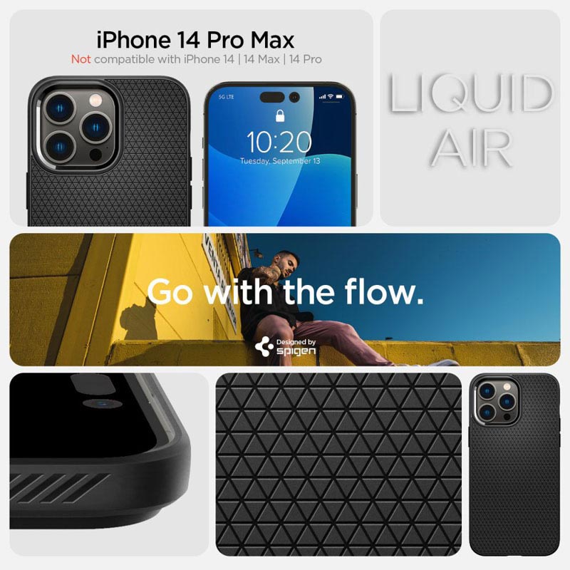 Spigen Liquid Air – dėklas, skirtas iPhone 14 Pro Max (juodas)