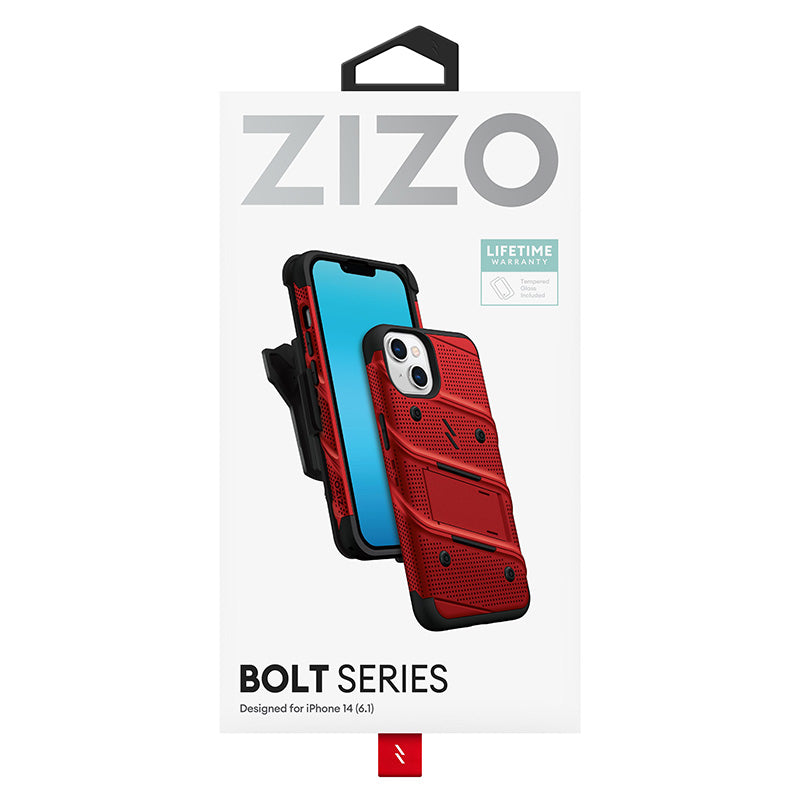 ZIZO BOLT serija - dėklas, skirtas „iPhone 14“ (raudona)