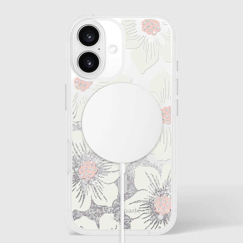 Kate Spade New York Liquid Glitter MagSafe - Dėklas, skirtas iPhone 16 (Hollyhock Floral)