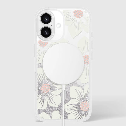 Kate Spade New York Liquid Glitter MagSafe - Dėklas, skirtas iPhone 16 (Hollyhock Floral)