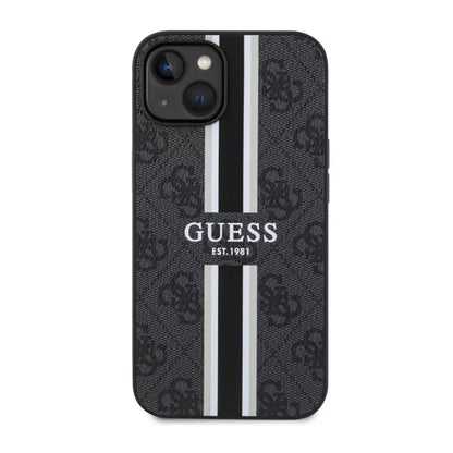 Guess 4G Printed Stripes MagSafe – dėklas iPhone 14 Plus (juodas)
