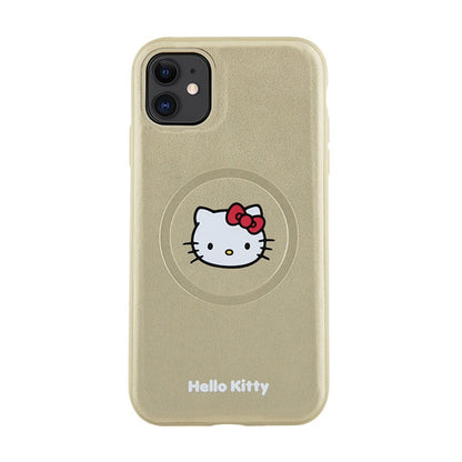 „Hello Kitty“ odinė „Kitty“ galvutės „MagSafe“ – „iPhone 11“ dėklas (aukso spalvos)