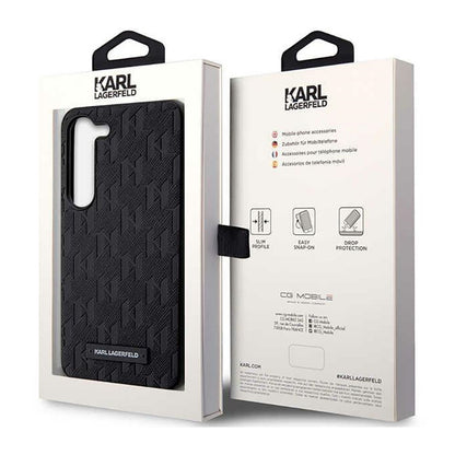 Karl Lagerfeld Saffiano Monogram Metal Logo – dėklas skirtas Samsung Galaxy S23+ (juodas)
