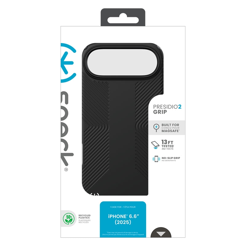 Speck Presidio2 Grip MagSafe - iPhone dėklas (juoda / slyvio pilka / balta)