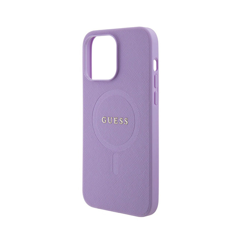 Guess Saffiano MagSafe – iPhone 15 Pro Max dėklas (violetinis)